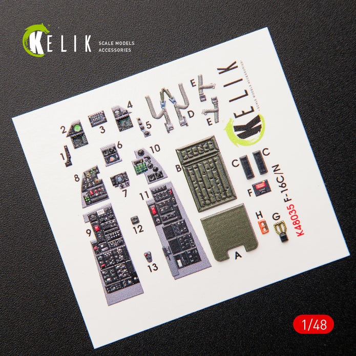 Interior 3D Decals Aircraft F16C\N Fighting Falcon (for Tamiya Model Kit) Scale 1:48 KeliK K48035 USA