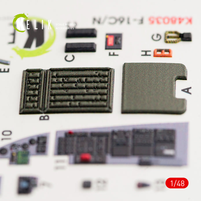 Interior 3D Decals Aircraft F16C\N Fighting Falcon (for Tamiya Model Kit) Scale 1:48 KeliK K48035 USA
