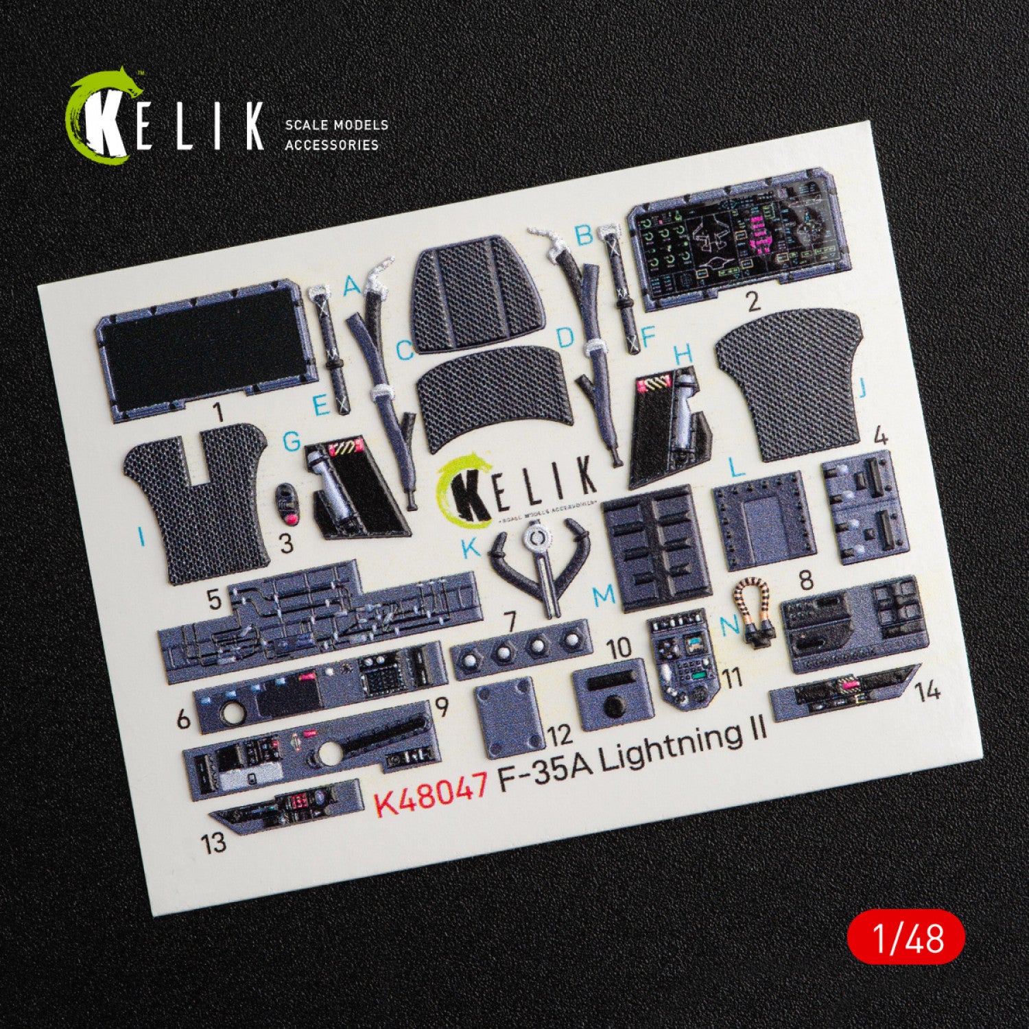 Interior 3D Decal F-35A Lightning II (for Kitty Hawk Model Kit) Scale 1:48 KeliK K48047 USA