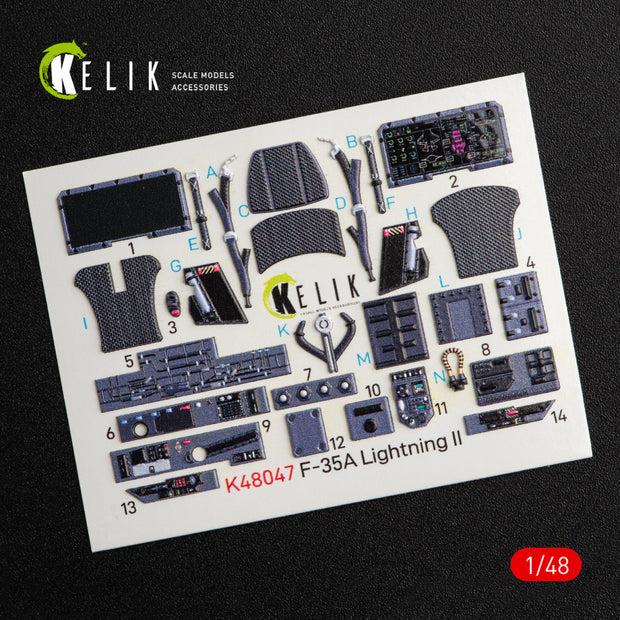 Interior 3D Decal F-35A Lightning II (for Kitty Hawk Model Kit) Scale 1:48 KeliK K48047 USA