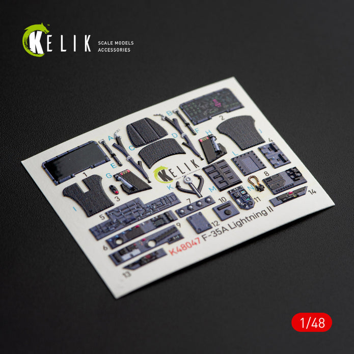 Interior 3D Decal F-35A Lightning II (for Kitty Hawk Model Kit) Scale 1:48 KeliK K48047 USA