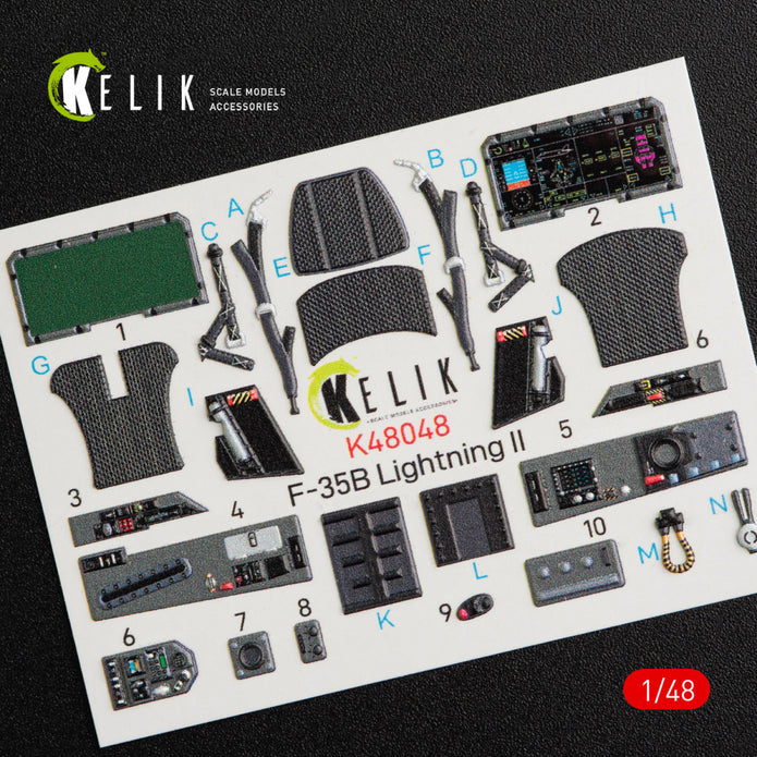 Interior 3D Decal F-35B Lightning II (for Kitty Hawk Model Kit) Scale 1:48 KeliK K48048 USA