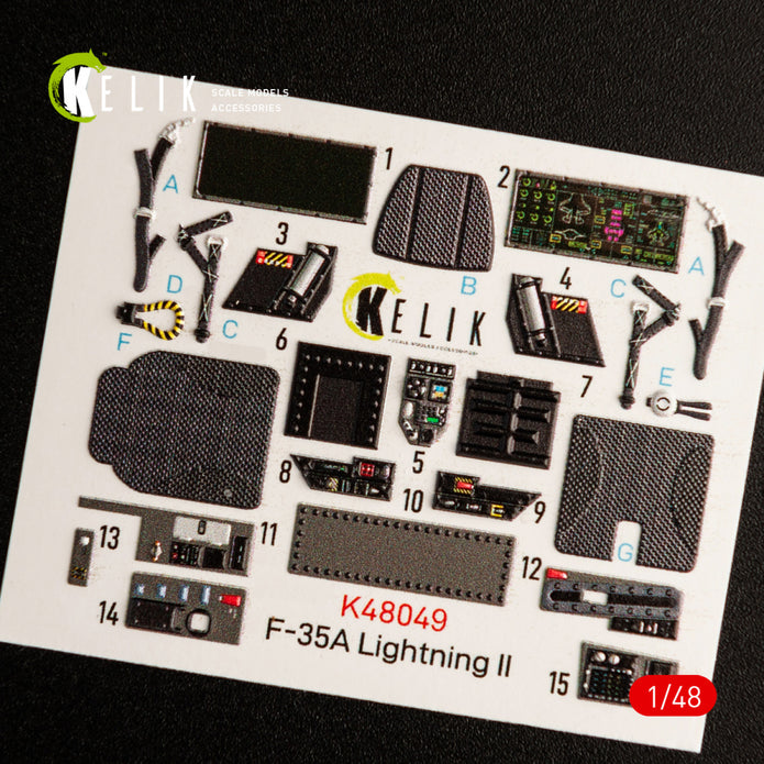 Interior 3D Decal F-35A Lightning II (for Meng Model Kit) Scale 1:48 KeliK K48049 USA
