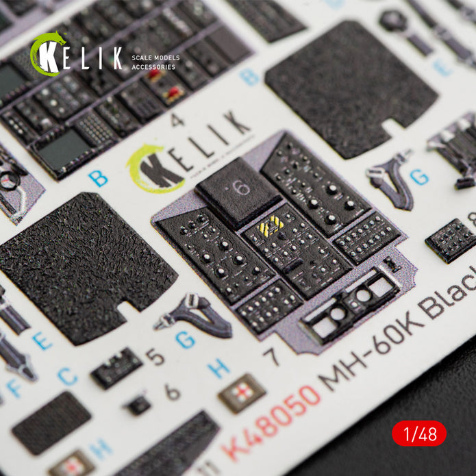 Sikorsky MH-60K Black Hawk Aircraft Interior 3D Decals (for Italeri kit) 2666 Scale 1:48 KeliK K48050 USA