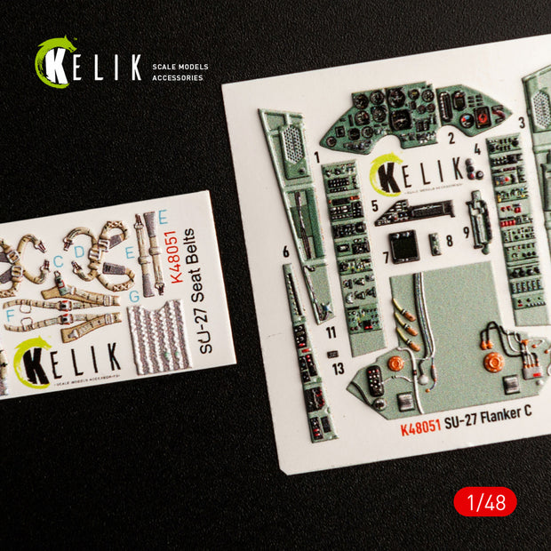 SU-27 Flanker Interior Aircraft 3D Decals (for GWH Plastic Model) Scale 1:48 KeliK K48051 Ukraine/USSR