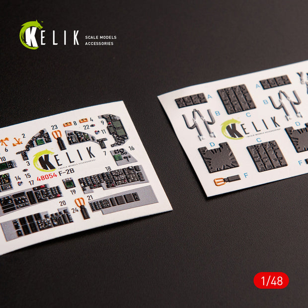 Mitsubishi JASDF F-2B Interior 3D Decals (for Hasegawa Plastic Model) Scale 1:48 KeliK K48054 Japan
