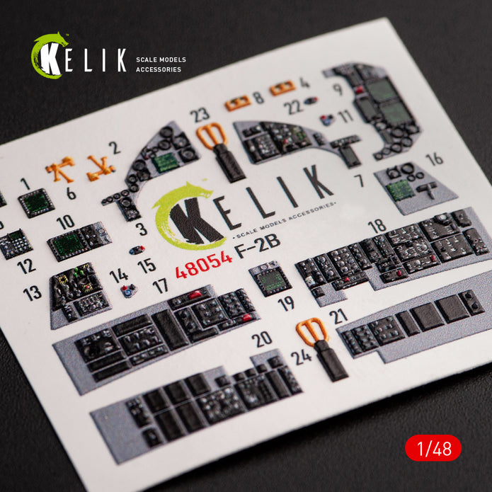 Mitsubishi JASDF F-2B Interior 3D Decals (for Hasegawa Plastic Model) Scale 1:48 KeliK K48054 Japan
