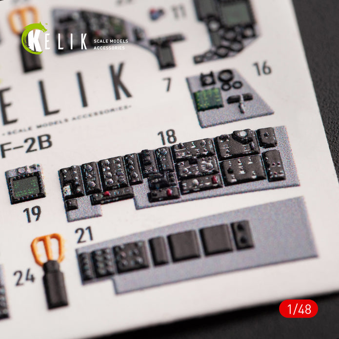 Mitsubishi JASDF F-2B Interior 3D Decals (for Hasegawa Plastic Model) Scale 1:48 KeliK K48054 Japan