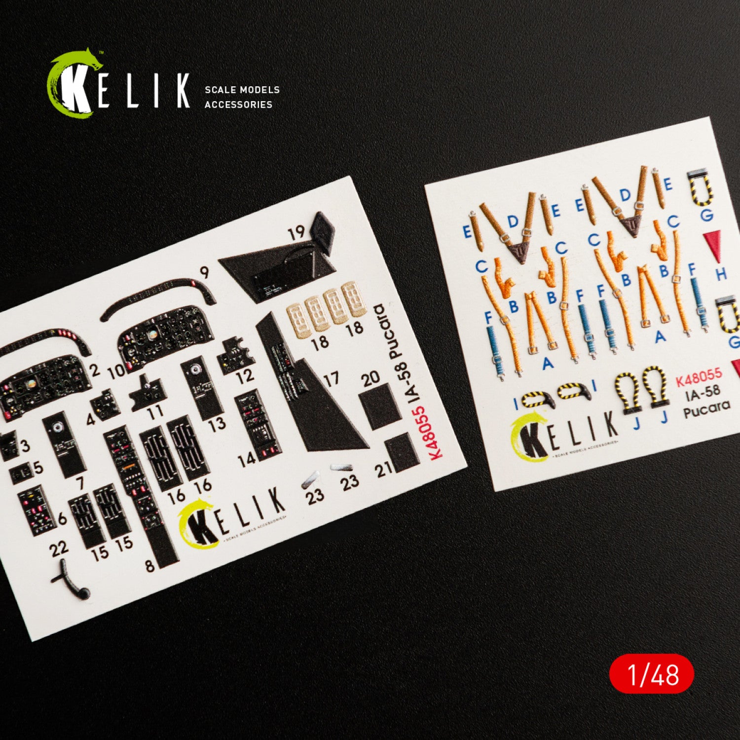 IA-58 Pucara Interior 3D Decals (for Kinetic Model Kit) KeliK K48055 Scale 1:48 Brazil