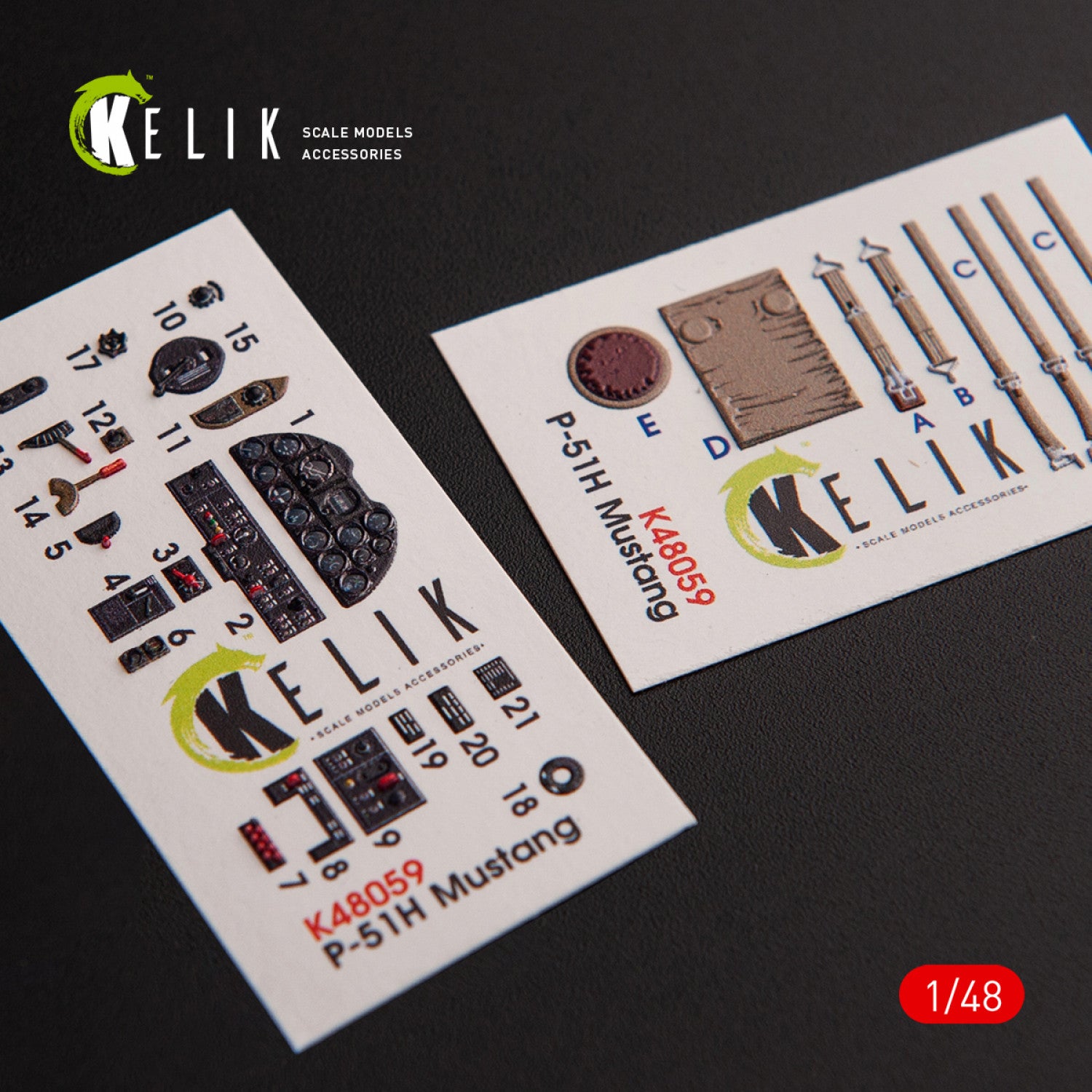 3D Decals Interior Aircraft P-51H Mustang (for Modelsvit Model Kit) Scale 1:48 KeliK K48059 USA (WW2)