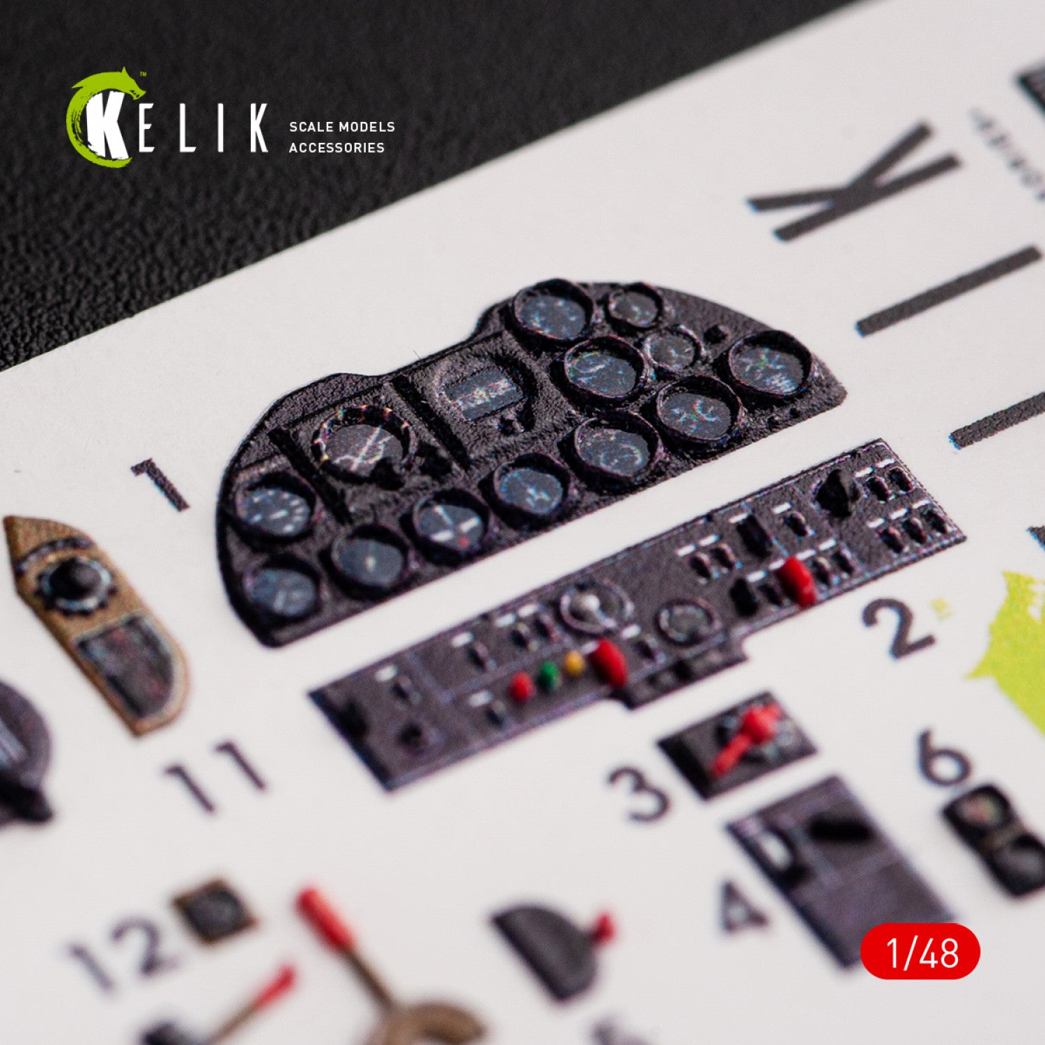 3D Decals Interior Aircraft P-51H Mustang (for Modelsvit Model Kit) Scale 1:48 KeliK K48059 USA (WW2)
