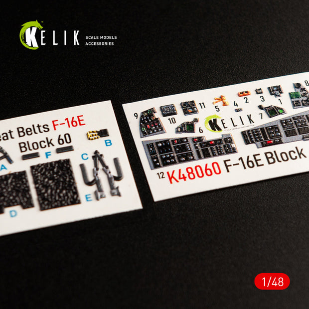 3D Decals Interior Aircraft F-16E Desert Vipers Block 60 (for Kinetic Plastic Model Kit) Scale 1:48 KeliK K48060 USA