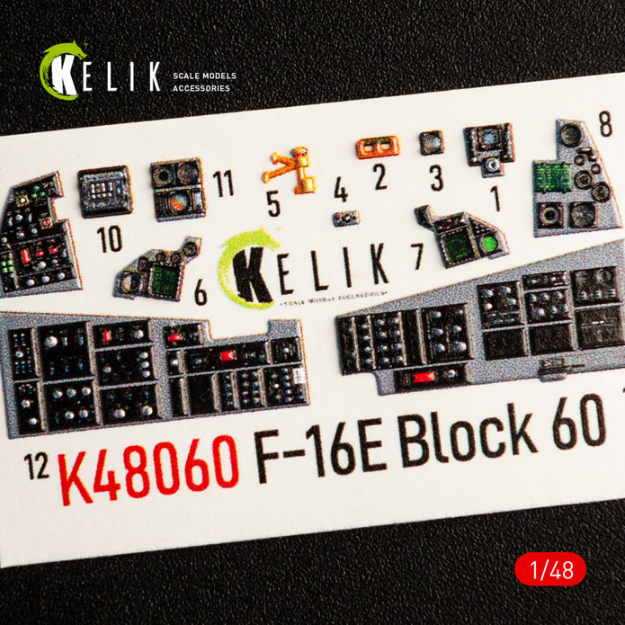 3D Decals Interior Aircraft F-16E Desert Vipers Block 60 (for Kinetic Plastic Model Kit) Scale 1:48 KeliK K48060 USA