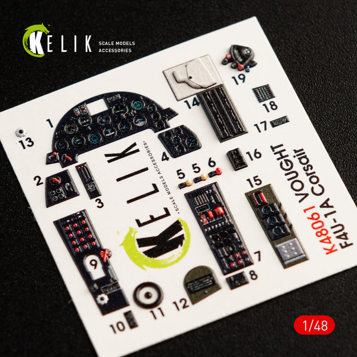 3D Decals Interior Aircraft Chance Vought F4U-1A Corsair (for Tamiya Model Kit) Scale 1:48 KeliK K48061 USA (WW2)