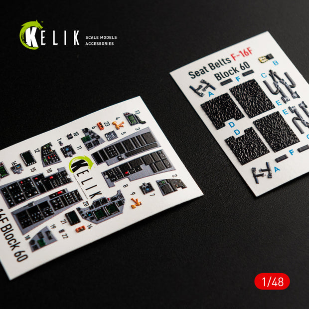 3D Decals Interior Aircraft F-16F Desert Vipers Block 60 (for Kinetic Plastic Model Kit) Scale 1:48 KeliK K48062 USA