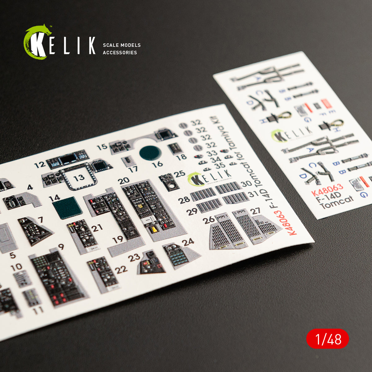 3D Decals Interior Aircraft Grumman F-14D Tomcat (for Tamiya Plastic Model Kit) Scale 1:48 KeliK K48063 USA