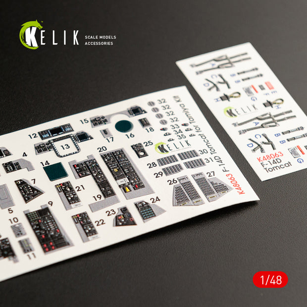 3D Decals Interior Aircraft Grumman F-14D Tomcat (for Tamiya Plastic Model Kit) Scale 1:48 KeliK K48063 USA