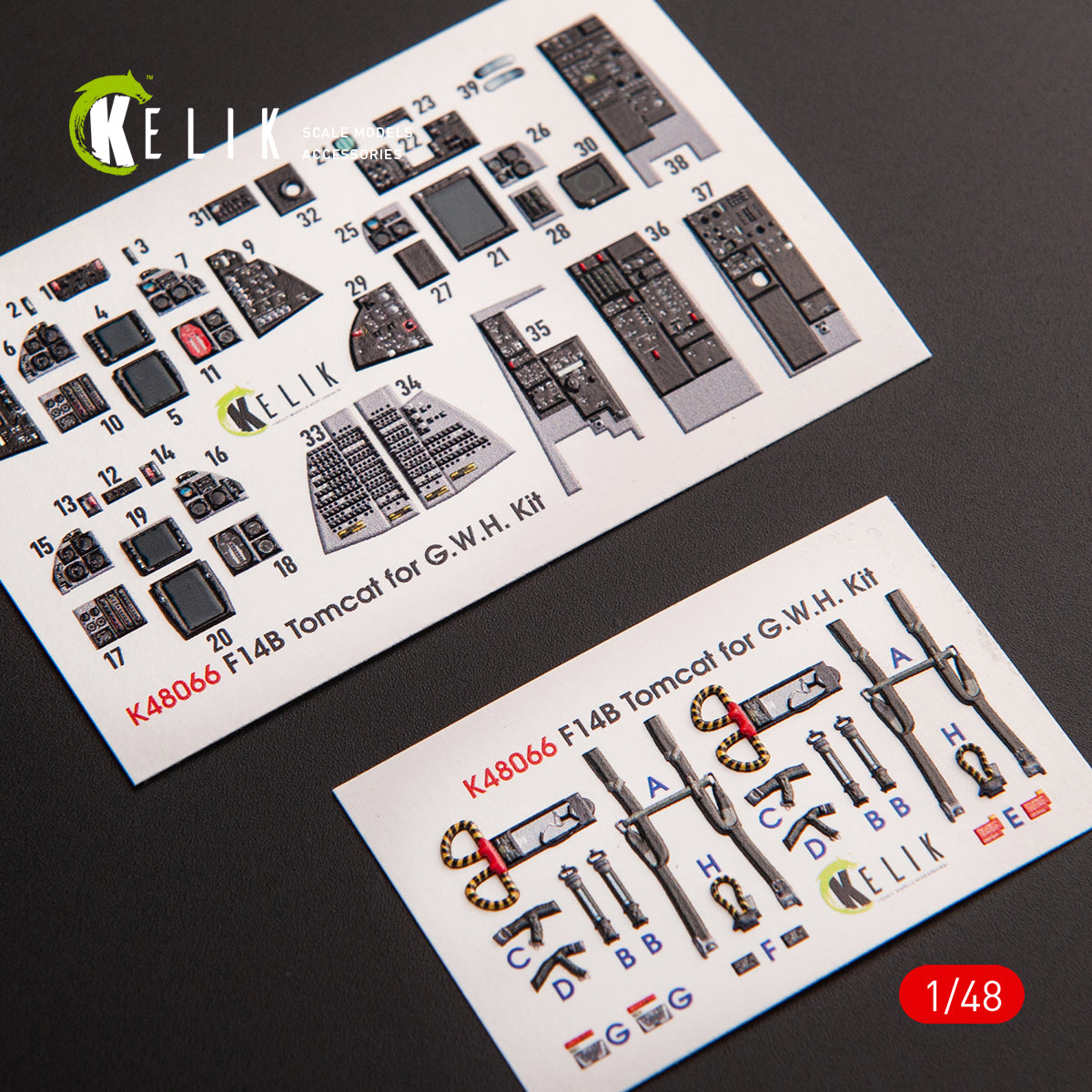 3D Decals Interior Aircraft Grumman F-14B Tomcat (for GWH Plastic Model Kit) Scale 1:48 KeliK K48066 USA
