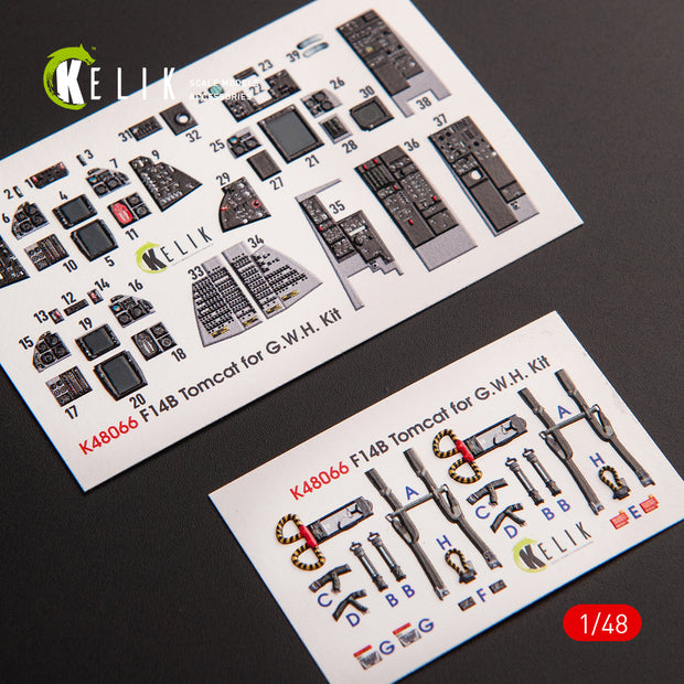 3D Decals Interior Aircraft Grumman F-14B Tomcat (for GWH Plastic Model Kit) Scale 1:48 KeliK K48066 USA