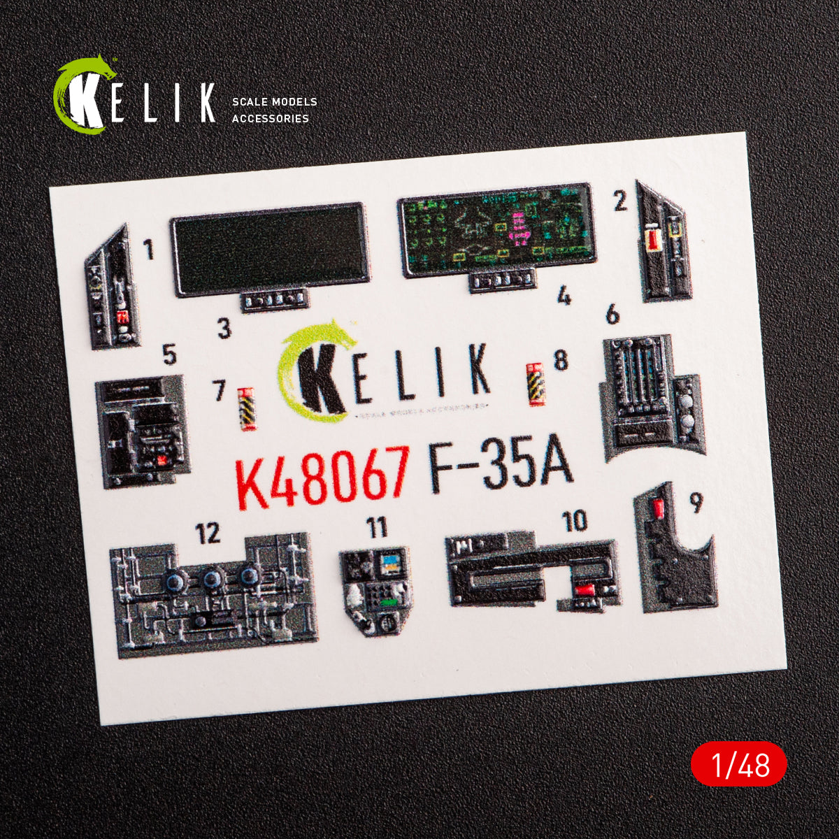 3D Decals Interior Aircraft F-35A Lightning II (for Tamiya Plastic Model Kit) Scale 1:48 KeliK K48067 USA