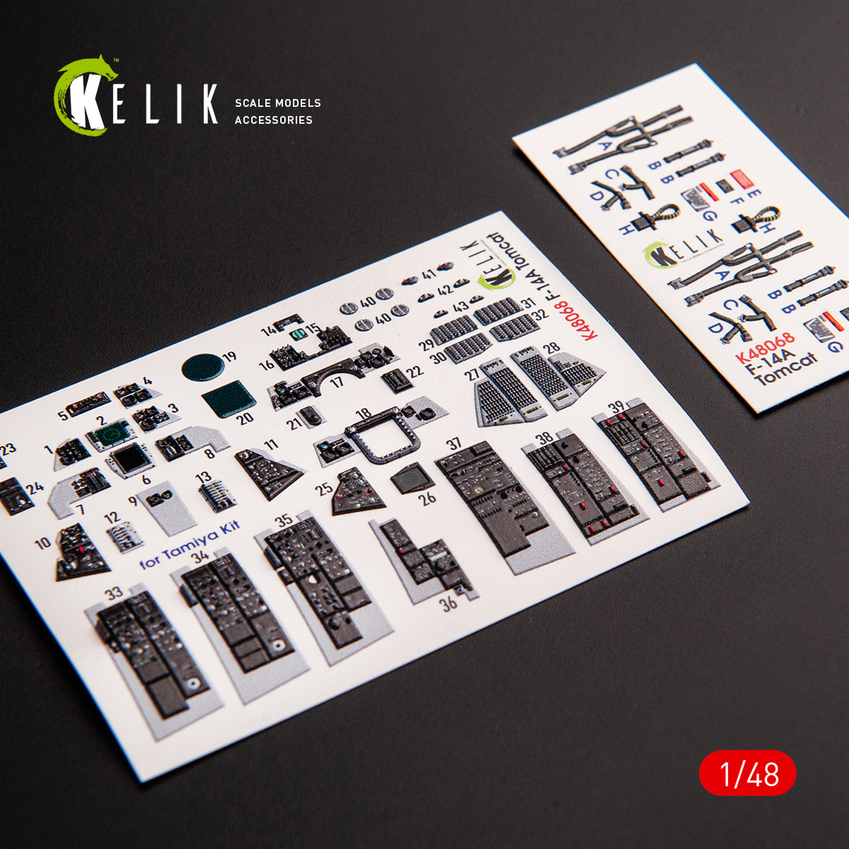 3D Decals Interior Aircraft Grumman F-14A Tomcat late (for Tamiya Plastic Model Kit) Scale 1:48 KeliK K48068 USA