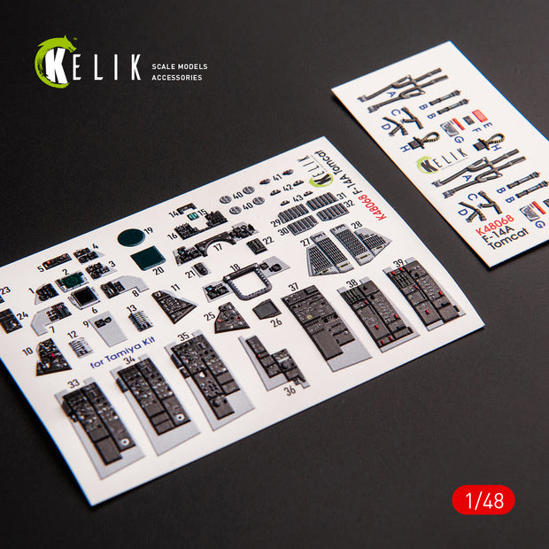 3D Decals Interior Aircraft Grumman F-14A Tomcat late (for Tamiya Plastic Model Kit) Scale 1:48 KeliK K48068 USA