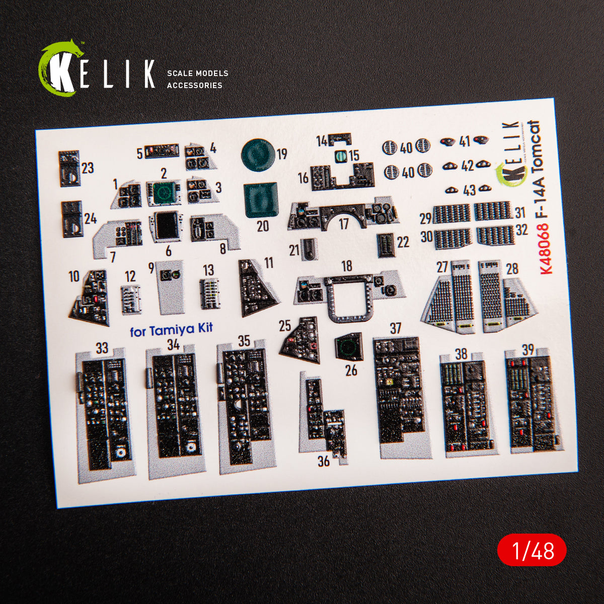 3D Decals Interior Aircraft Grumman F-14A Tomcat late (for Tamiya Plastic Model Kit) Scale 1:48 KeliK K48068 USA
