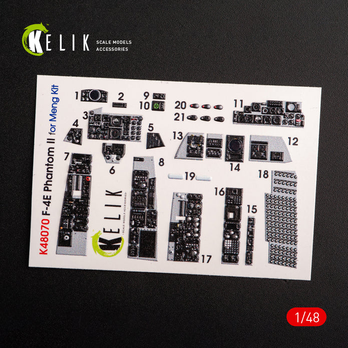 3D Decals Interior Aircraft McDonnell Douglas F-4E "Phantom II" (for Meng Plastic Model Kit) Scale 1:48 KeliK K48070 USA