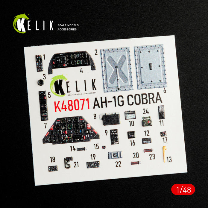 3D Decals Interior Helicopters Bell AH-1G (for ICM/Specia lHobby Plastic Model Kit) Scale 1:48 KeliK K48071 USA