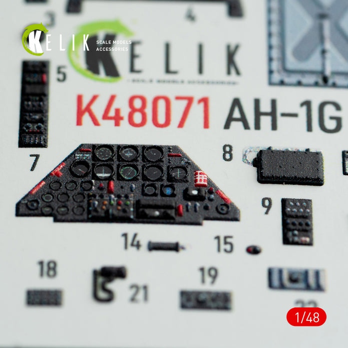 3D Decals Interior Helicopters Bell AH-1G (for ICM/Specia lHobby Plastic Model Kit) Scale 1:48 KeliK K48071 USA