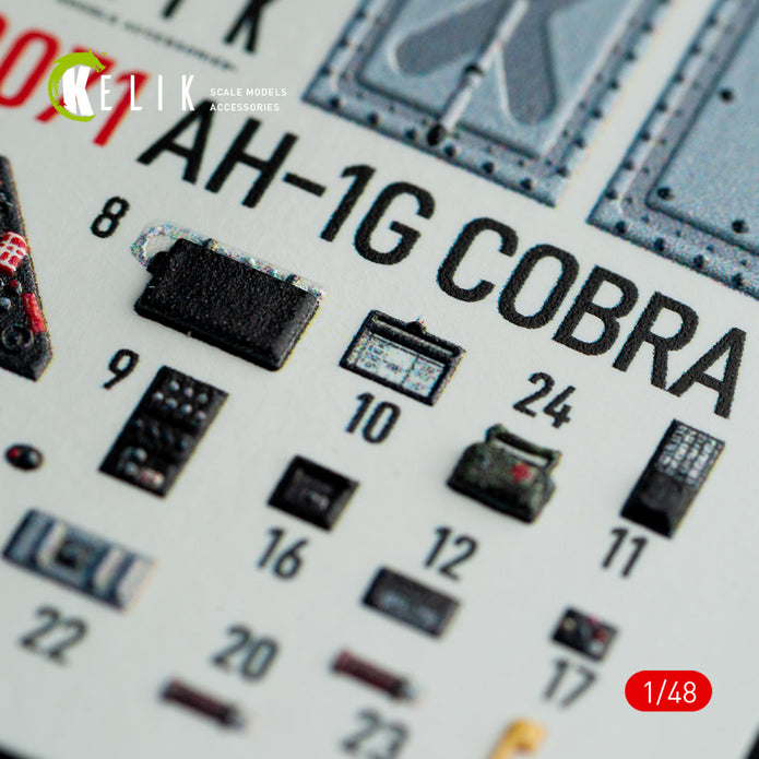 3D Decals Interior Helicopters Bell AH-1G (for ICM/Specia lHobby Plastic Model Kit) Scale 1:48 KeliK K48071 USA
