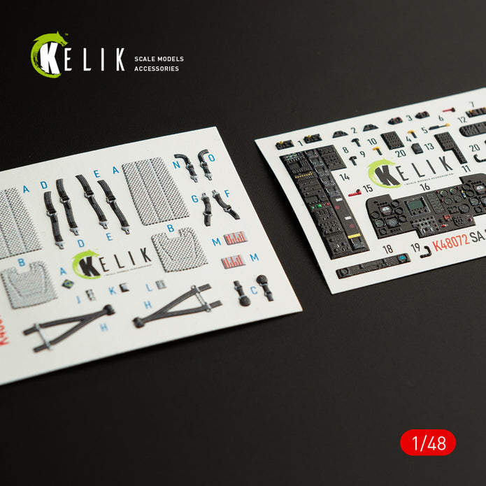 3D Decals Interior Helicopters Dauphin II SA.365F / AS.565SA (for Kitty Hawk / Zimimodel Plastic Model Kit) Scale 1:48 KeliK K48072 France