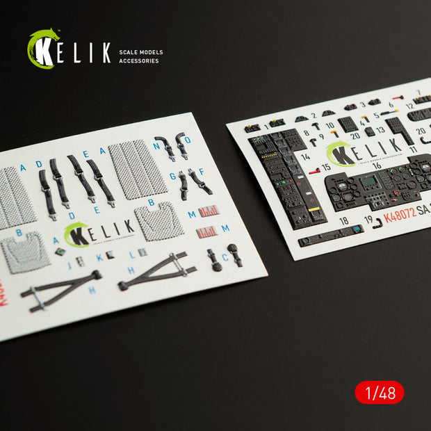 3D Decals Interior Helicopters Dauphin II SA.365F / AS.565SA (for Kitty Hawk / Zimimodel Plastic Model Kit) Scale 1:48 KeliK K48072 France