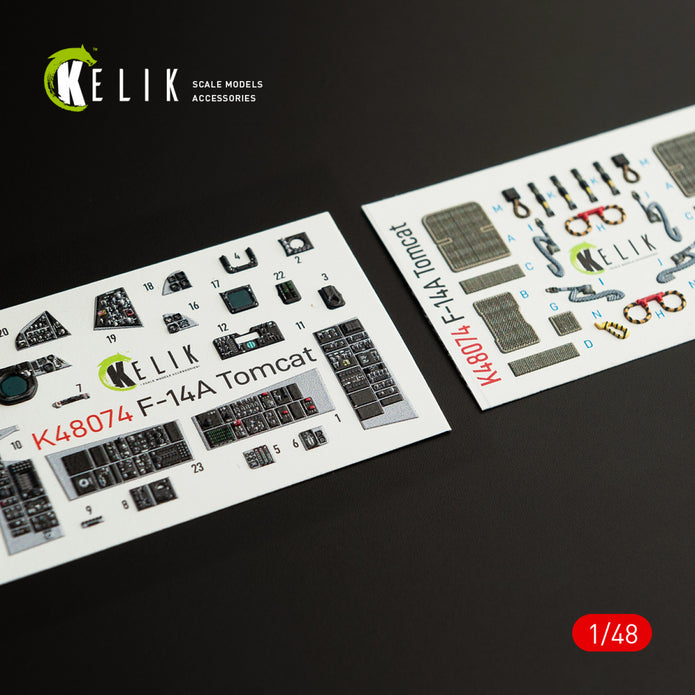 3D Decals Interior Aircraft Grumman F-14A Tomcat (for Italeri Plastic Model Kit) Scale 1:48 KeliK K48074 USA