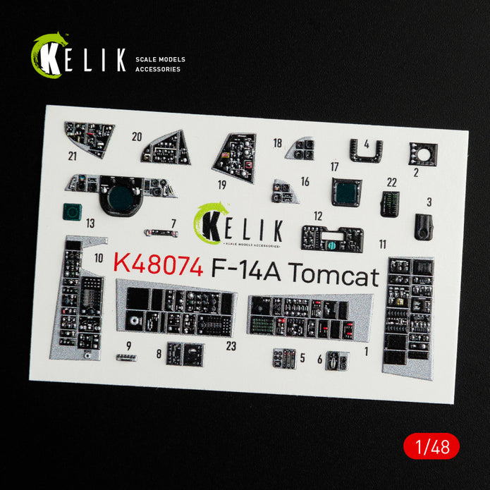 3D Decals Interior Aircraft Grumman F-14A Tomcat (for Italeri Plastic Model Kit) Scale 1:48 KeliK K48074 USA
