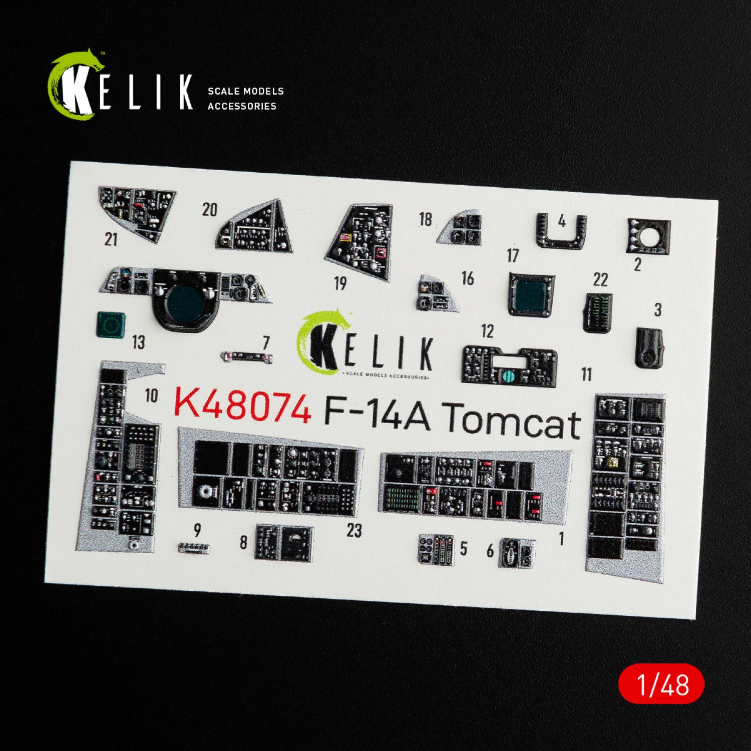 3D Decals Interior Aircraft Grumman F-14A Tomcat (for Italeri Plastic Model Kit) Scale 1:48 KeliK K48074 USA