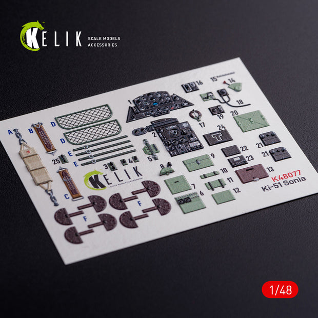 3D Decals Interior Aircraft Mitsubishi Ki-51 Sonia (for WingsyKits Plastic Model Kit) Scale 1:48 KeliK K48077 Japan (WW2)