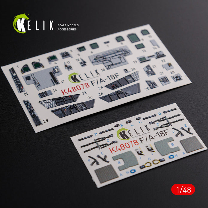3D Decals Interior Aircraft Boeing F/A-18F Super Hornet (for MENG Plastic Model Kit) Scale 1:48 KeliK K48078 USA