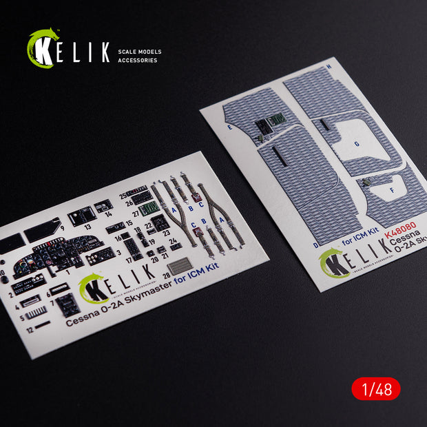 3D Decals Interior Aircraft Cessna O-2A Skymaster "grey decoration type" (for ICM Plastic Model Kit) Scale 1:48 KeliK K48080 USA