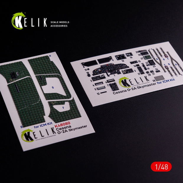 3D Decals Interior Aircraft Cessna O-2A Skymaster "green decoration type" (for ICM Plastic Model Kit) Scale 1:48 KeliK K48081 USA