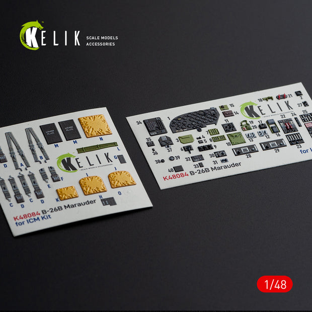 3D Decals Interior Aircraft Martin B-26B Marauder (for ICM Plastic Model Kit) Scale 1:48 KeliK K48084 USA (WW2)