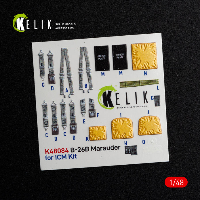 3D Decals Interior Aircraft Martin B-26B Marauder (for ICM Plastic Model Kit) Scale 1:48 KeliK K48084 USA (WW2)
