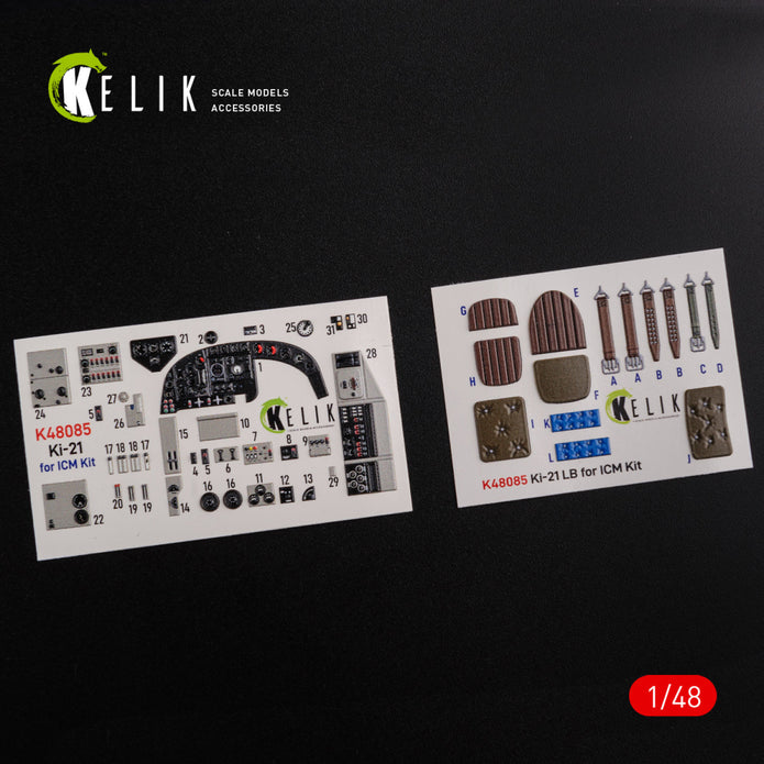 3D Decals Interior Aircraft Mitsubishi KI-21 (for ICM Plastic Model Kit) Scale 1:48 KeliK K48085 Japan (WW2)