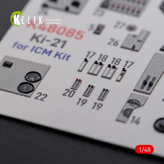 3D Decals Interior Aircraft Mitsubishi KI-21 (for ICM Plastic Model Kit) Scale 1:48 KeliK K48085 Japan (WW2)