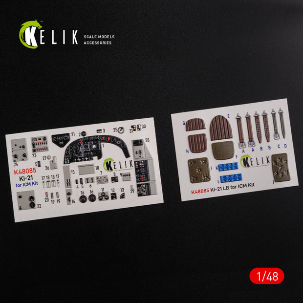 3D Decals Interior Aircraft Mitsubishi KI-21 (for ICM Plastic Model Kit) Scale 1:48 KeliK K48085 Japan (WW2)