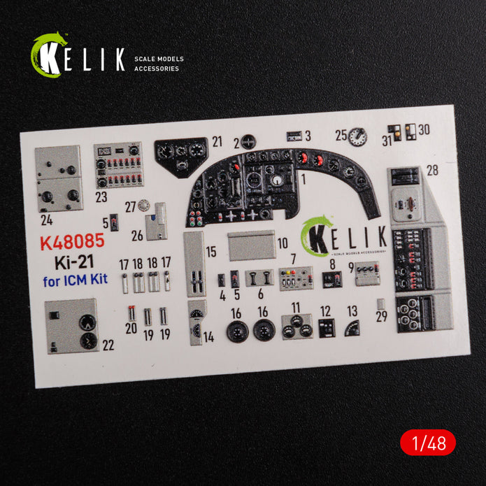3D Decals Interior Aircraft Mitsubishi KI-21 (for ICM Plastic Model Kit) Scale 1:48 KeliK K48085 Japan (WW2)
