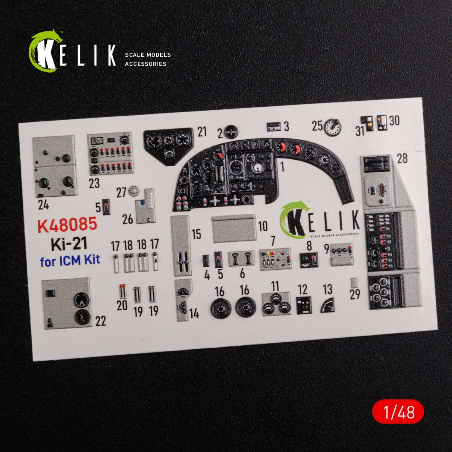 3D Decals Interior Aircraft Mitsubishi KI-21 (for ICM Plastic Model Kit) Scale 1:48 KeliK K48085 Japan (WW2)