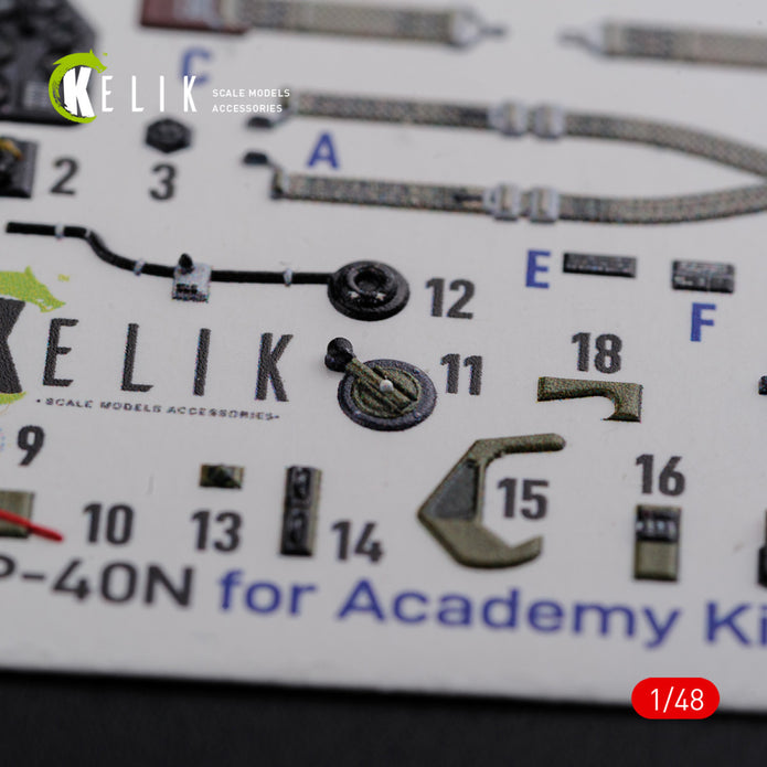 3D Decals Interior Aircraft Curtiss P-40N Warhawk (for Academy Plastic Model Kit) Scale 1:48 KeliK K48086 USA (WW2)
