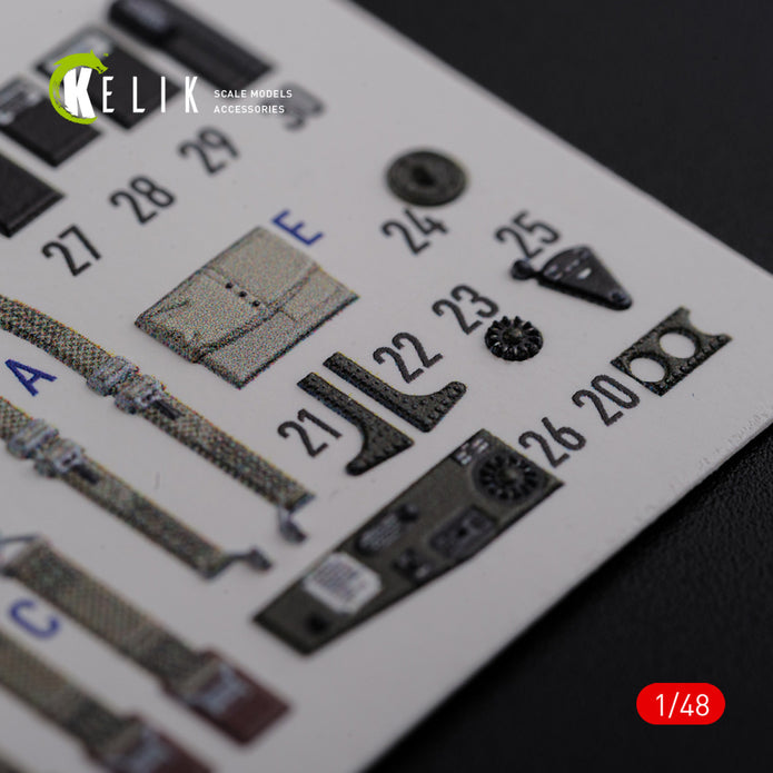 3D Decals Interior Aircraft Grumman TBF-1C Avenger (for Academy Plastic Model Kit) Scale 1:48 KeliK K48087 USA (WW2)