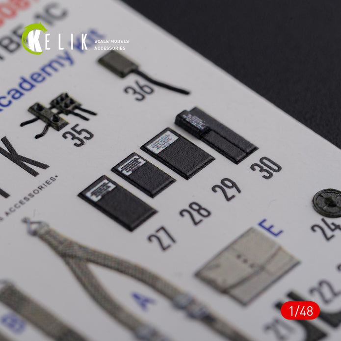 3D Decals Interior Aircraft Grumman TBF-1C Avenger (for Academy Plastic Model Kit) Scale 1:48 KeliK K48087 USA (WW2)